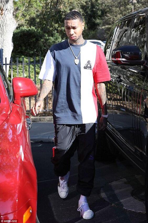 Tyga wearing Palace