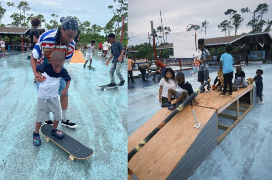 Beatrice Domond Teaching kids to skate