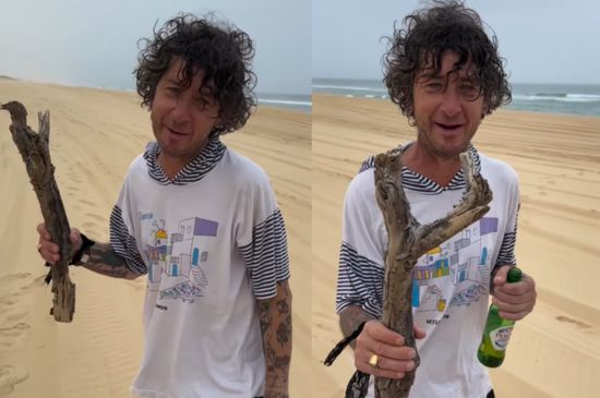 Dustin Dollin Chillin at the Beach, Beer in Hand