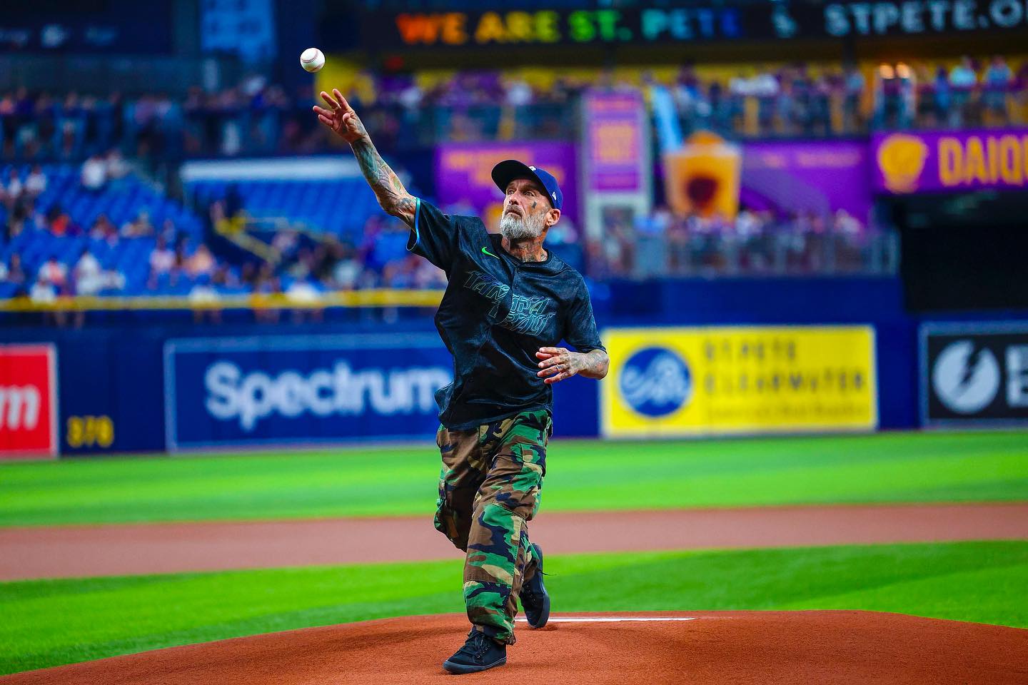 Kris Markovich Delivers First Pitch for Tampa Bay Rays