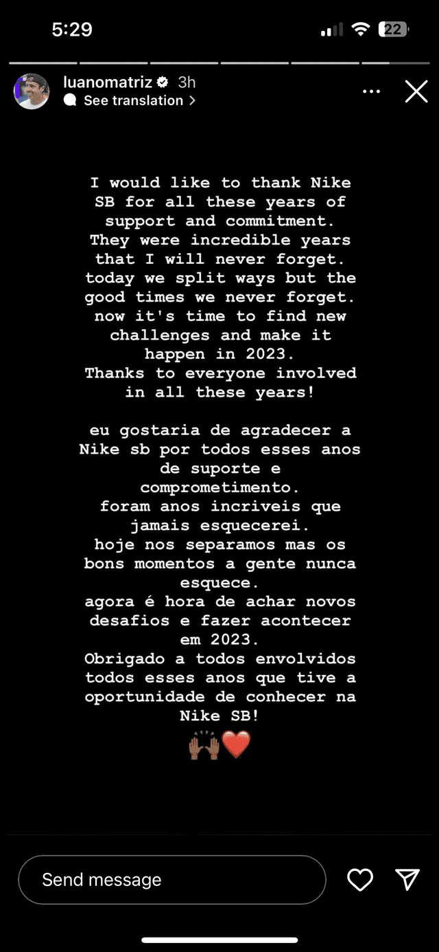 Luan Oliveira Has Parted Ways w Nike SB