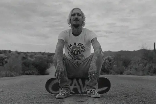 Ragdoll sitting on a skateboard