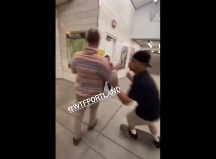 Skateboarders fighting robber