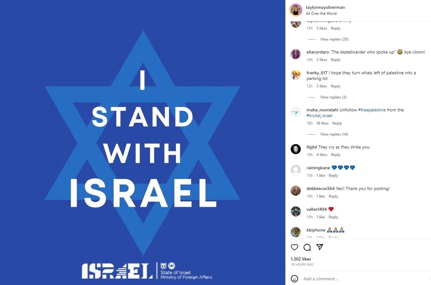 Taylor Silverman Supports Israel