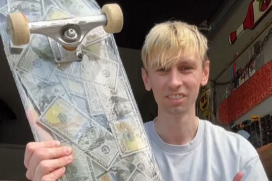 TikTok Skater Creates Custom Skateboard Out of Cold Hard Cash