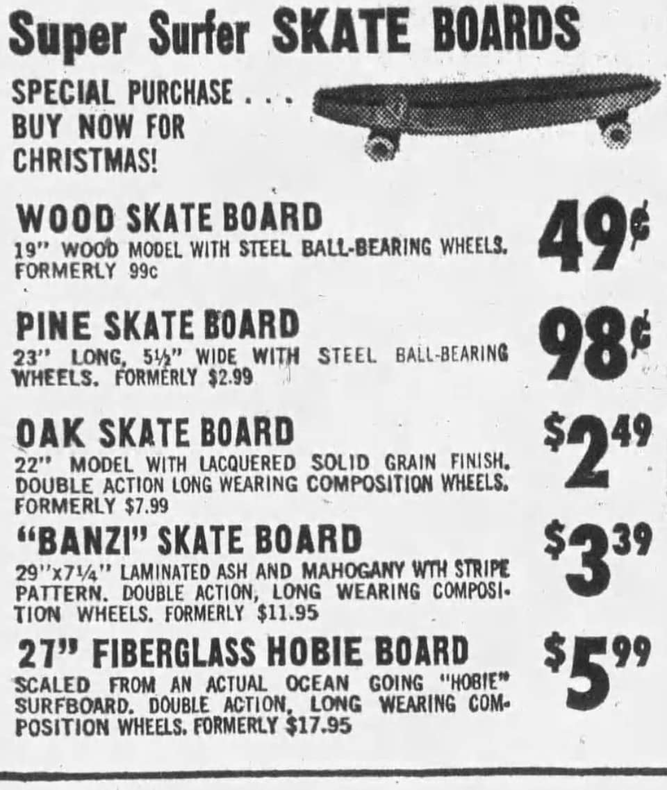 When a Skateboard Complete Was Only 49 Cents