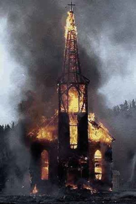 Burning church