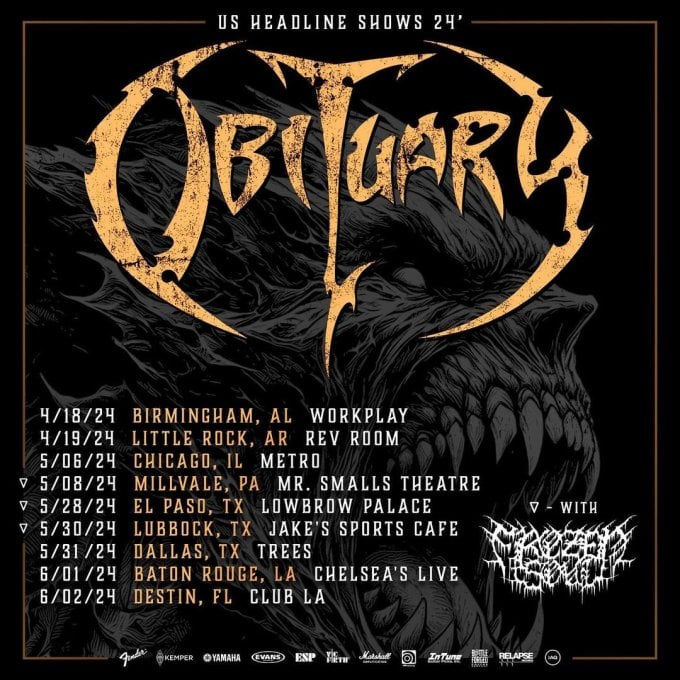 OBITUARY Tour Dates